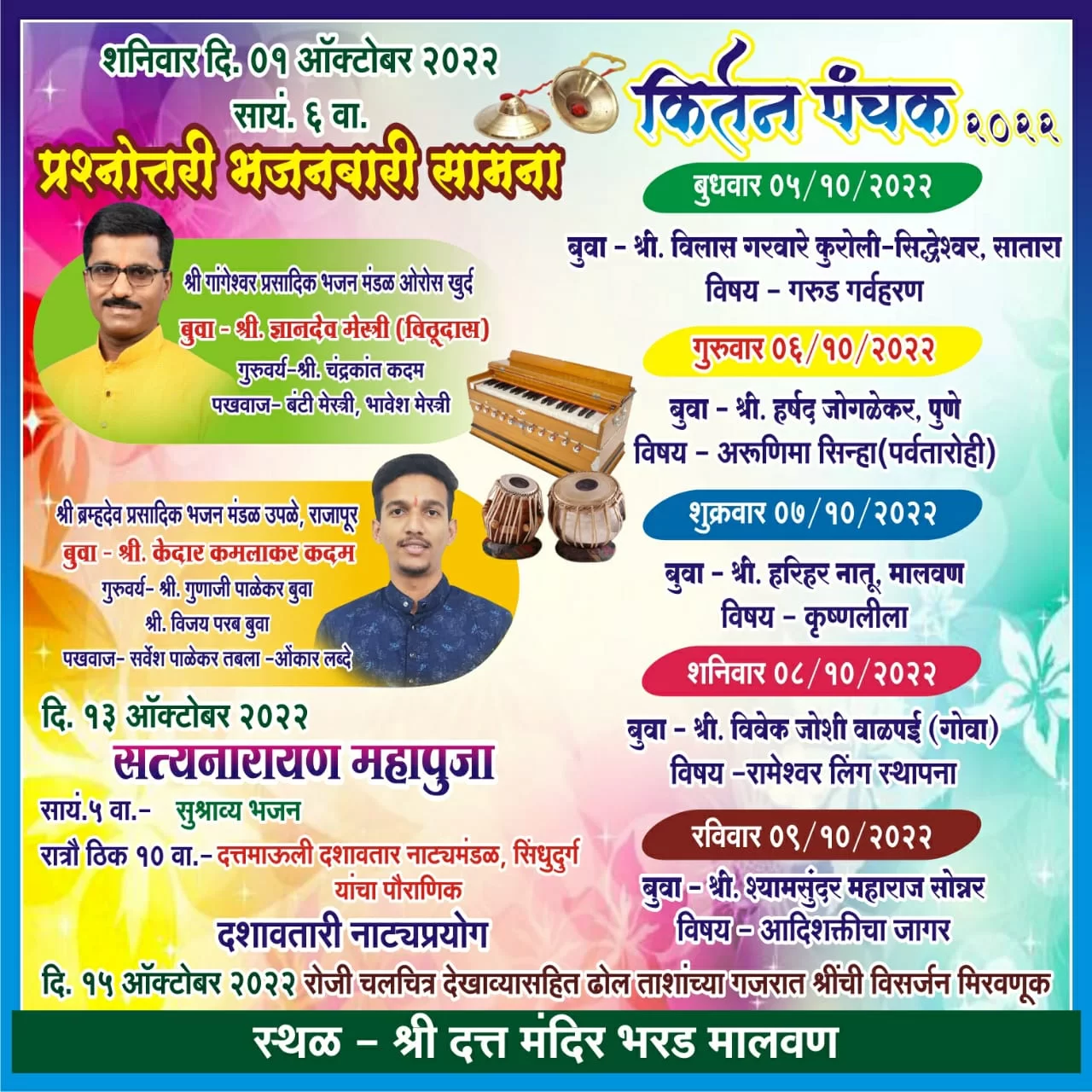 भरडवरील श्री.दत्त महाराजांच्या मंदिरात प्रश्नोत्तरी भजनाचा सामना….!