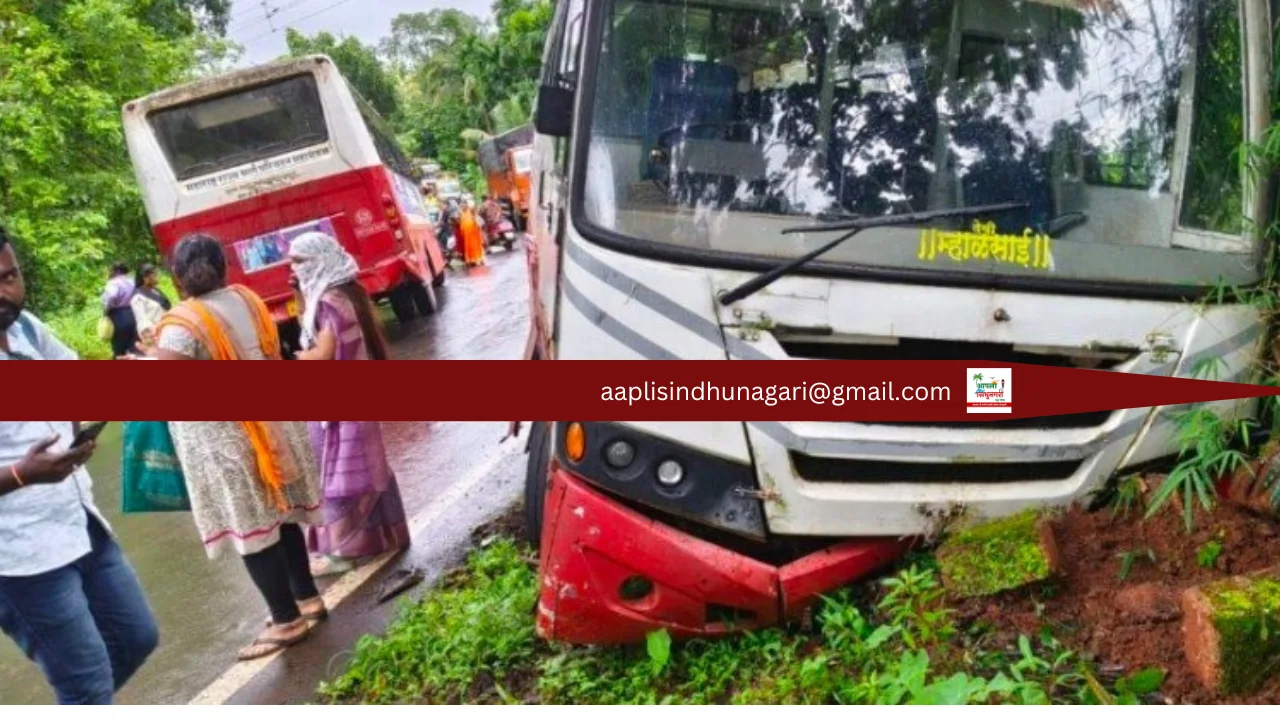 कोलगांव येथे दोन एसटी बसची धडक