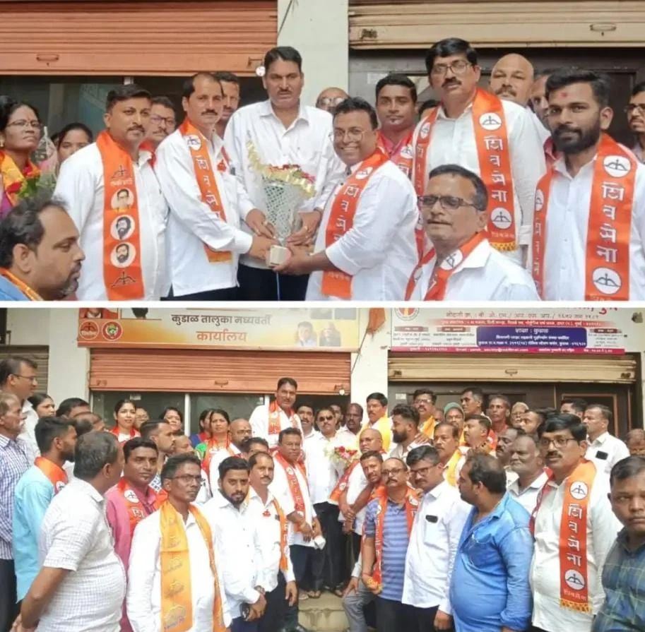 शिवसेना जिल्हाप्रमुख दत्ता सामंत यांचा कुडाळ शिवसेना शाखेत सत्कार.