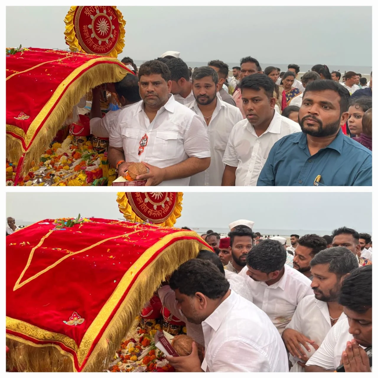 मालवणचे ग्रामदैवत श्री देव नारायण, श्री देव रामेश्वर पालखी प्रदक्षिणा सोहळ्यात पुण्यक्षेत्र श्री मोरयाचा धोंडा येथे आ. वैभव नाईक यांनी घेतले दर्शन.
