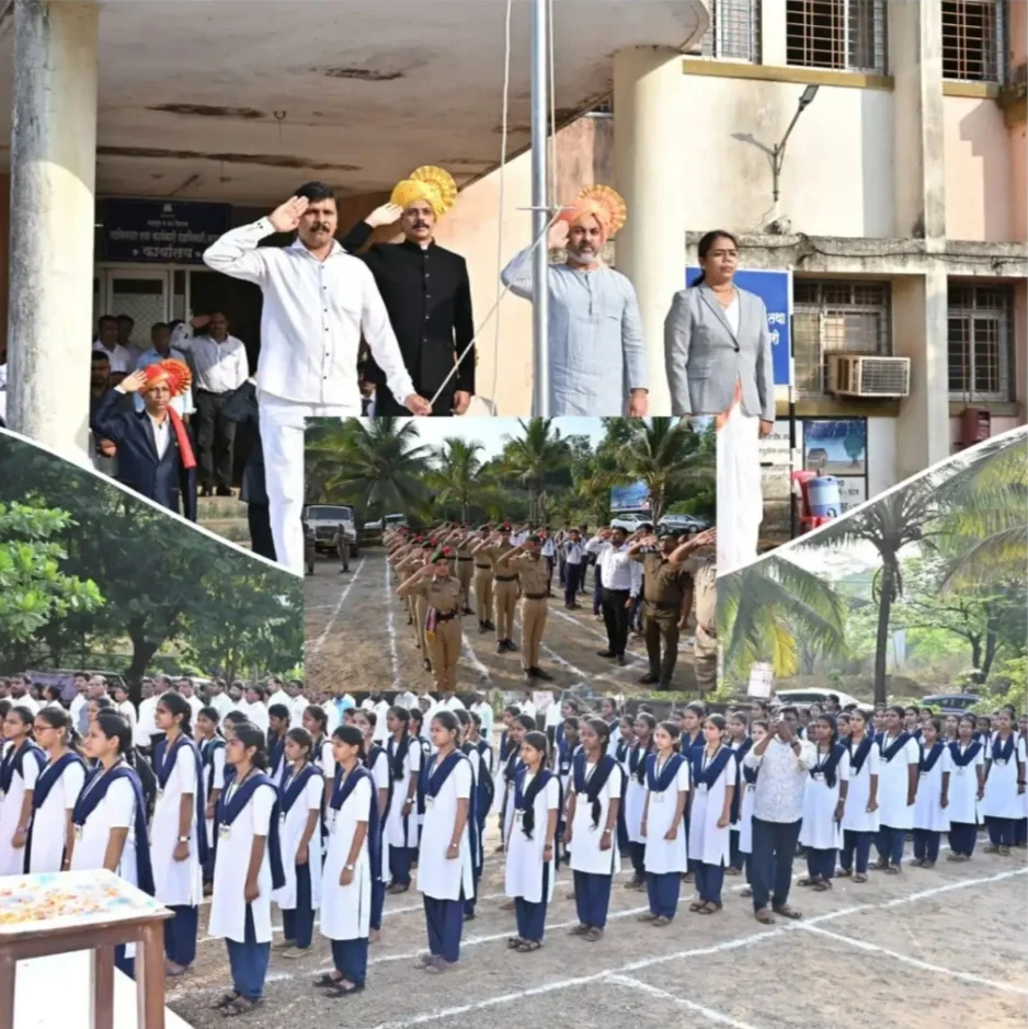 महाराष्ट्र राज्य स्थापना दिनानिमित्त आ. निलेश राणेंच्या हस्ते कुडाळ तहसील कार्यालयात ध्वजारोहण.