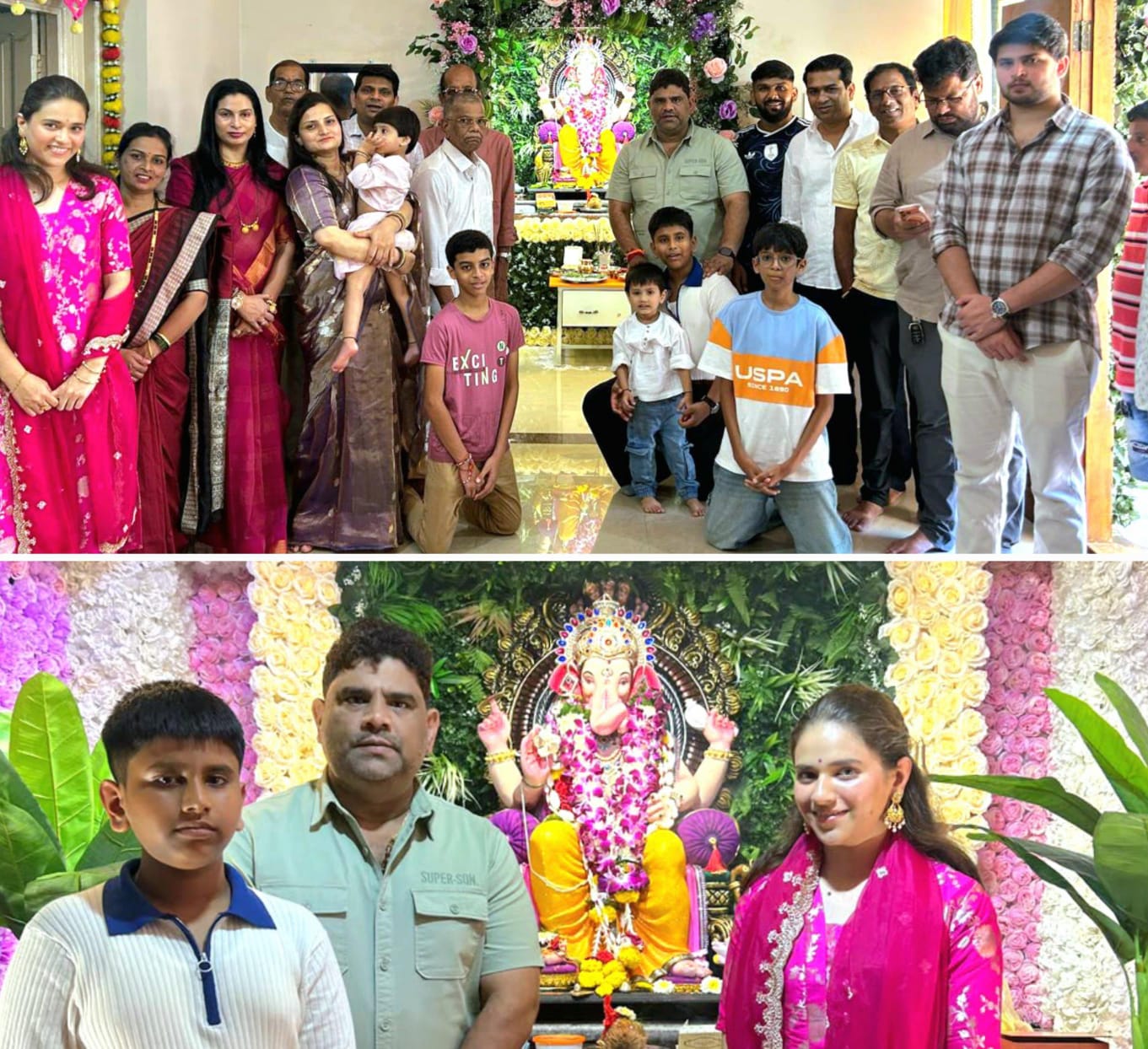 माजी आमदार वैभव नाईक यांनी कुटुंबीयांसोबत आरोंदा येथील निवासस्थानी विराजमान गणरायाची विधिवत पूजा करून घेतले दर्शन.