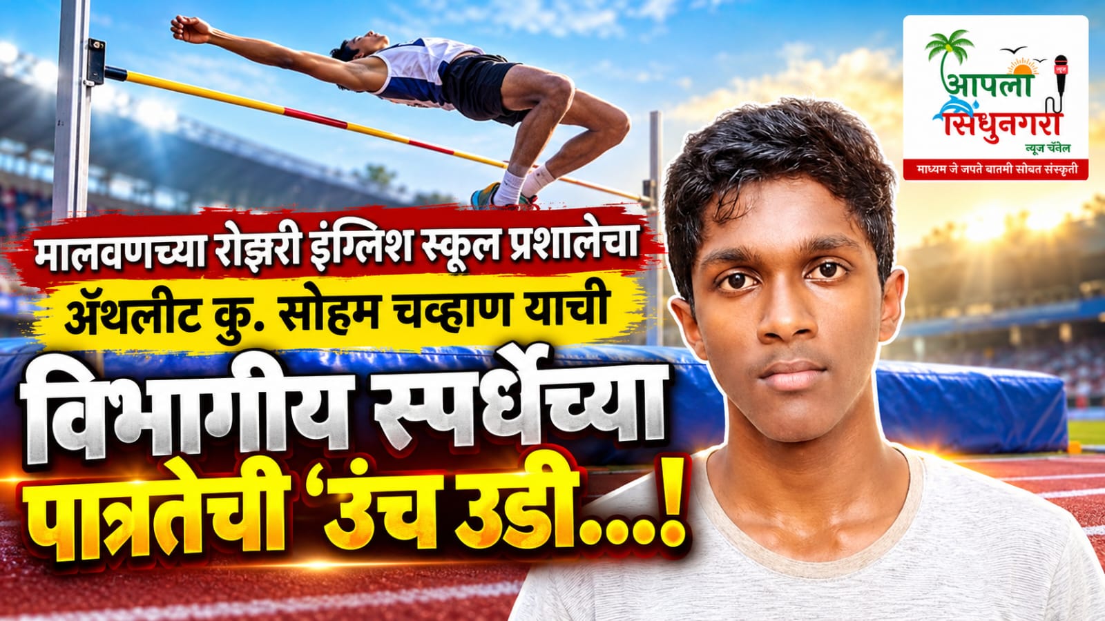 मालवणच्या रोझरी इंग्लिश स्कूल प्रशालेचा ॲथलीट कु. सोहम चव्हाण याची विभागीय स्पर्धेच्या पात्रतेची 'उंच उडी...!'